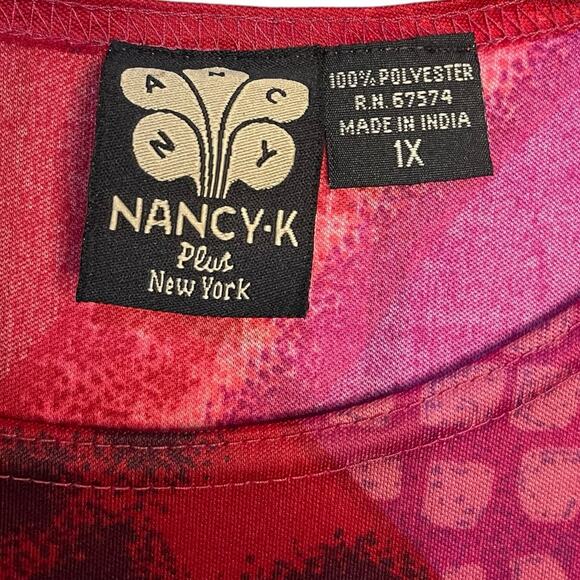 Nancy K Maxi Dress Women's 1X Multicolored Animal Print Mixed Media Satin Retro - Picture 7 of 8